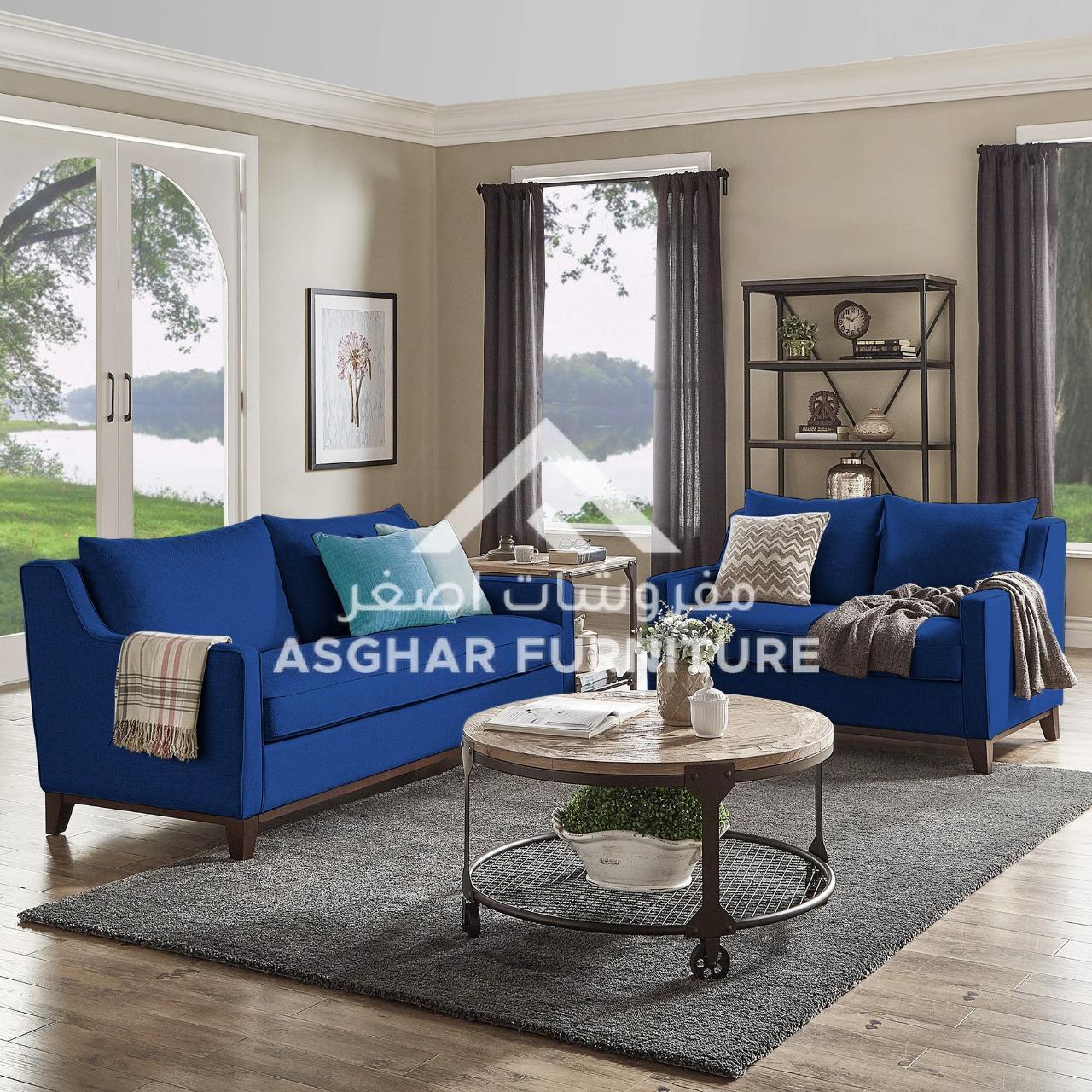 Caleb Five Seater Sofa Set blue