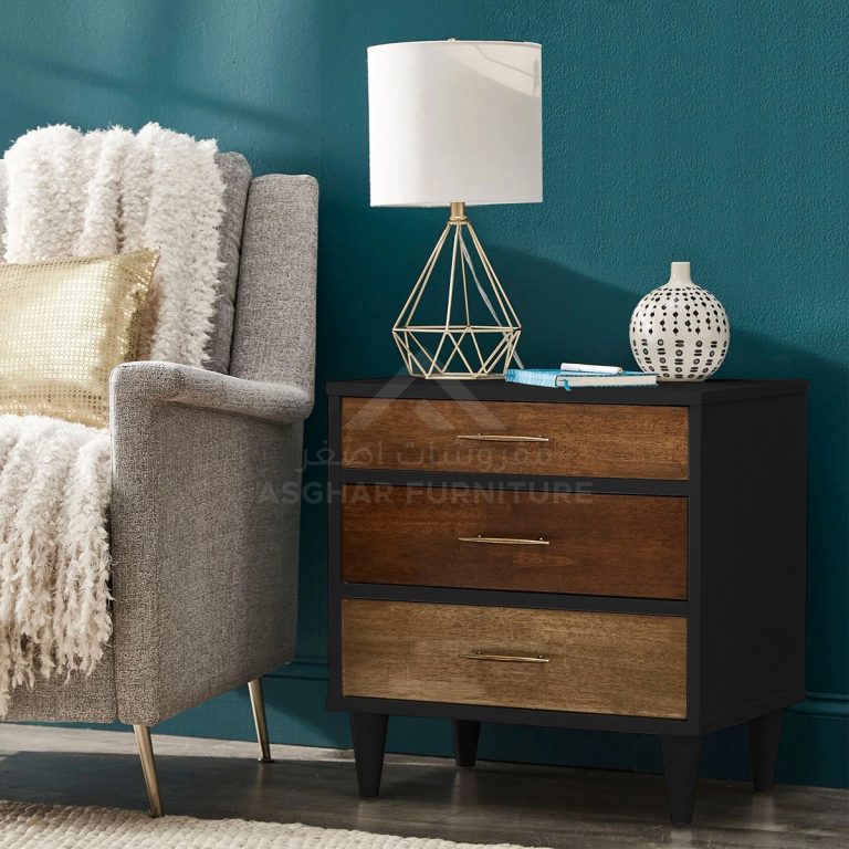 3 drawer shop black nightstand