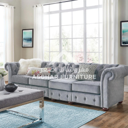 Deniz Long Tufted Chesterfield Light Grey 1