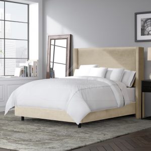 Syla Wingback Bed Beige