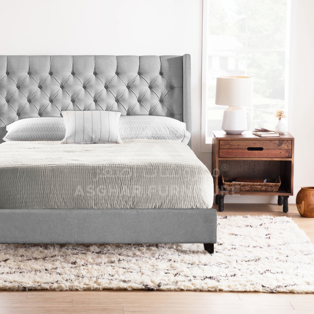 Wingback Tufted Bed - Asghar Furniture: Shop Furniture Online Dubai ...