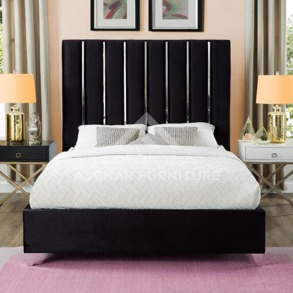 Black velvet deals bed frame