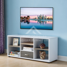 White 6 Shelf Tv Stand