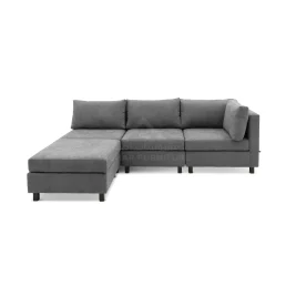 Gray modular sofa set up in living room