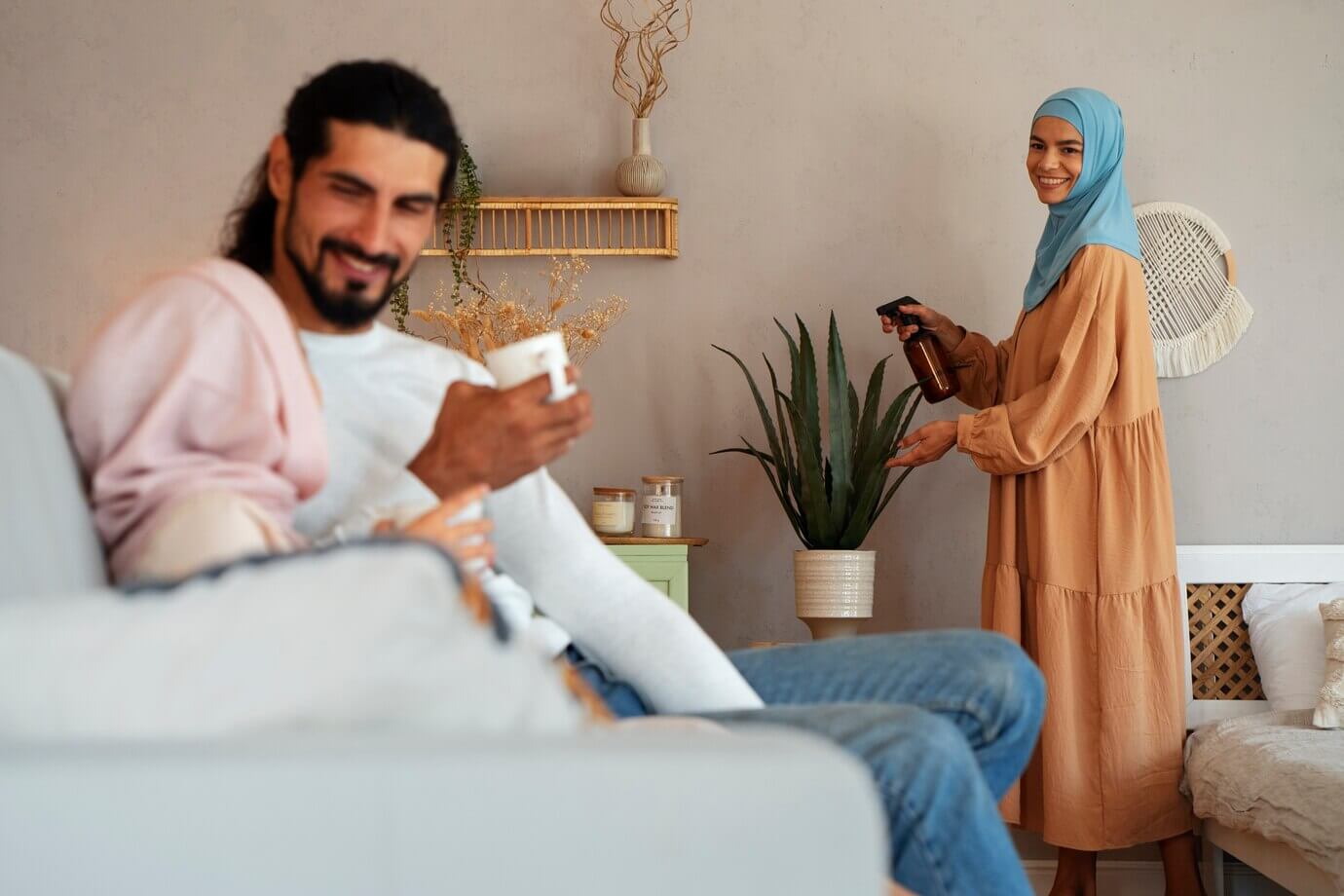 Happy family enjoying time together at home